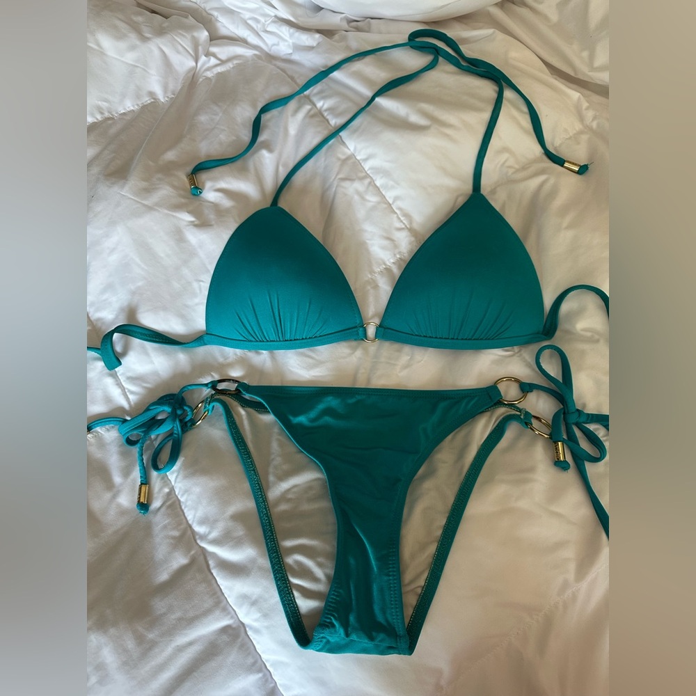 Molded cups Push Up Teal hoops hardware Bikini Set Voda Swim